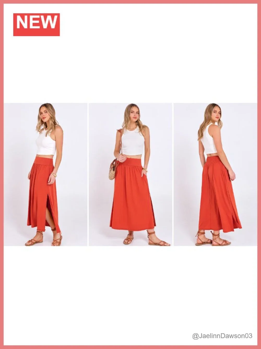 Women's Boho Maxi Skirt with Pockets High Waist Flowy A-Line Side Slit